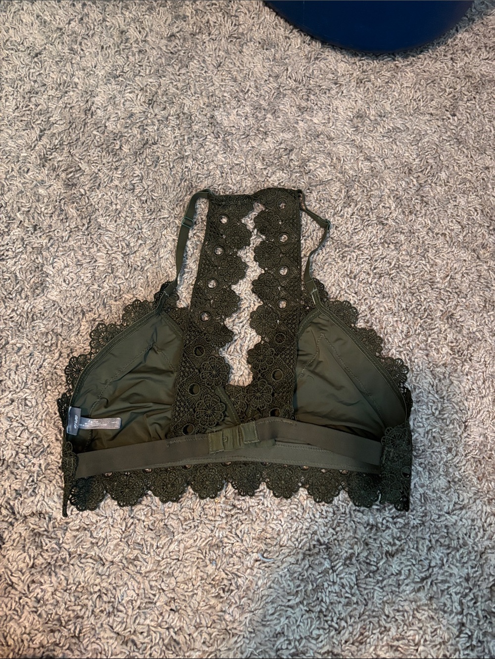 aerie Olive Green Lace Halter Bralette - Picture 3 of 3
